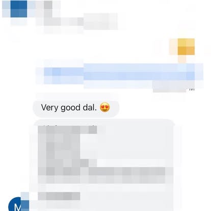 Customer message: Very good dal