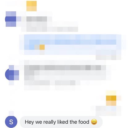 Customer message: The rotis were really good