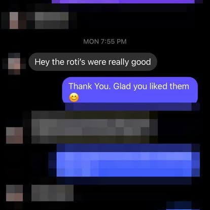 Customer message: Consistently delicious meals