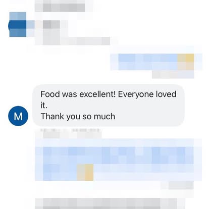 Customer message: Yesterday's food was very good